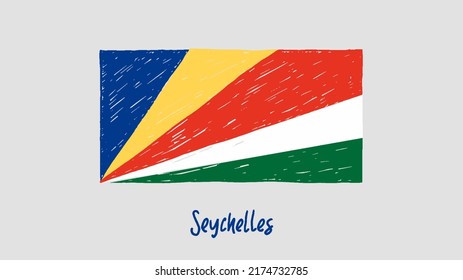 Seychelles Flag Marker or Pencil Sketch Illustration Vector