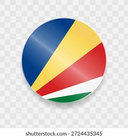 Seychellen Flagge auf Knopfdruck glänzend Glas
