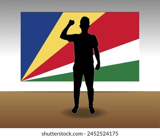 Textura de papel de la bandera de Seychelles, elemento de una sola pieza, diseño de Vector, bandera de Seychelles pegada en la pared, decoración o idea de celebración