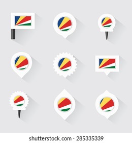seychelles flag and pins for infographic, and map design