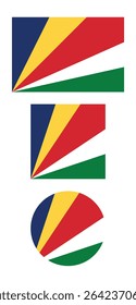 
Seychelles flag PNG vector. Seychelles square and round icon isolated on transparent PNG background. Seychelles flag icon.