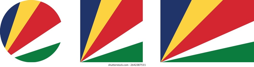 
Seychelles flag PNG vector. Seychelles square and round icon isolated on transparent PNG background. Seychelles flag icon.

