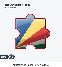 Piezas de rompecabezas de la bandera de las Seychelles. ilustración vectorial aislada en fondo blanco