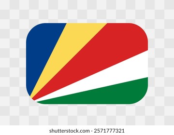 Seychelles flag - rounded rectangle colorful flag representing a country cultural identity and heritage. The essence of national pride and unity. Vector flag on transparent background.