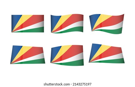 Bandera de Seychelles Bandera Bandera Símbolo nacional Icono vectores Pegatinas Islas africanas Islas africanas Oleada País País Estado Ola Cultura Realista Nación República Reino De Toda Bandera Vintage 3D