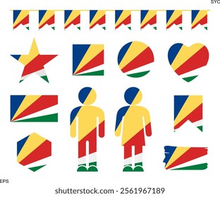 Seychelles flag set. Isolated Seychelles flag on white background