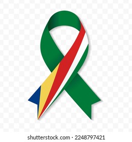 Seychelles flag stripe ribbon vector illustration on a transparent background vector image (PNG).