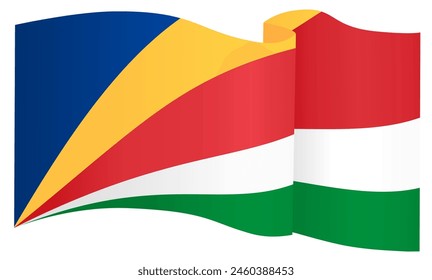 Seychelles flag wave isolated on png or transparent background vector illustration.