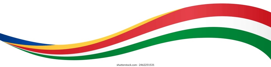 Seychelles flag wave isolated on png or transparent background vector illustration.