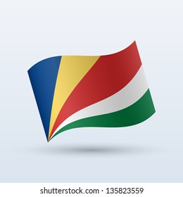 Seychelles flag waving form on gray background. Vector illustration.