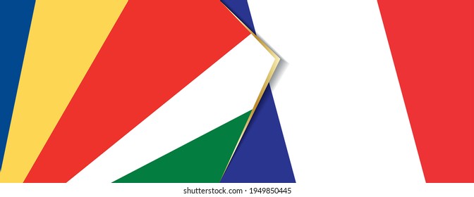 Seychelles and France flags, two vector flags symbol of relationship or confrontation.
