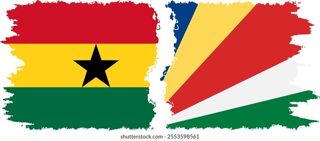 Seychelles and Ghana grunge flags connection, vector