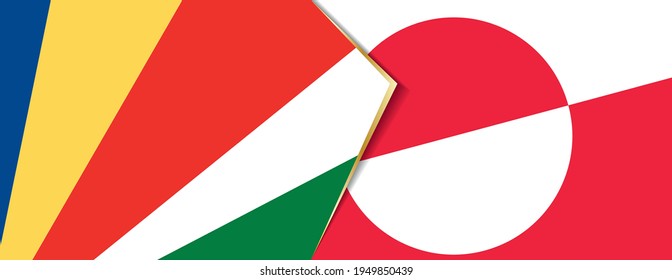 Seychelles and Greenland flags, two vector flags symbol of relationship or confrontation.