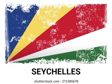 Seychelles grunge flag isolated vector in official colors and Proportion Correctly. country's name label in bottom