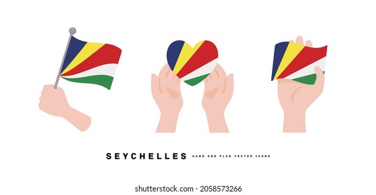 [Seychelles] Hand and national flag icon vector illustration