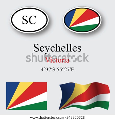 seychelles icons set against gray background, abstract vector art illustration, image contains transparency