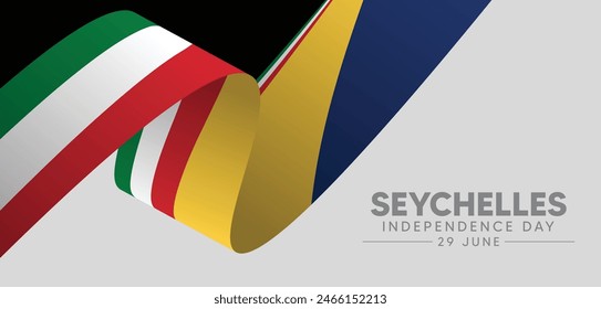 Seychelles Independence Day 29 June flag ribbon vector poster