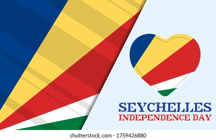 Seychelles independence day June 29th. This is Seychelles' National Day and marks the day when the country gained its independence from Britain in 1976. Poster, card, banner design. Vector EPS 10.