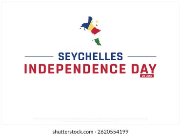 SEYCHELLES Independence Day on a white background with map, Vector design of Independence Day of SEYCHELLES, Typographic Design of SEYCHELLES National Day, Flag typography of SEYCHELLES