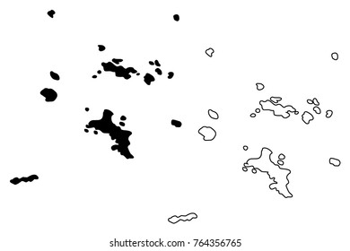 Seychelles islands map vector illustration, scribble sketch Republic of Seychelles