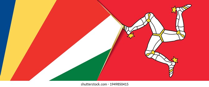 Banderas de Seychelles e Isla de Man, dos banderas vectoriales símbolo de relación o enfrentamiento.