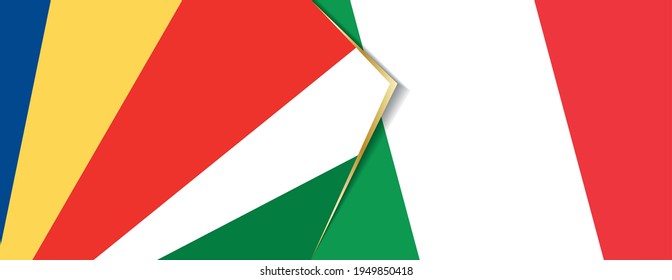 Seychelles and Italy flags, two vector flags symbol of relationship or confrontation.