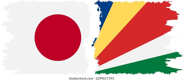 Seychelles and Japan grunge flags connection, vector