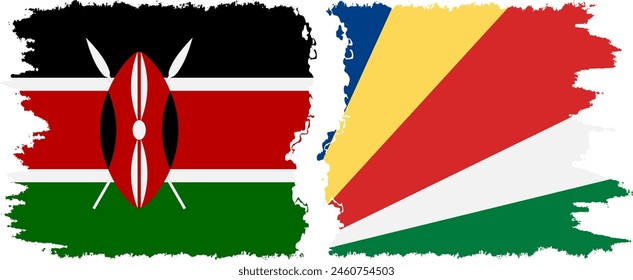 Seychelles and Kenya grunge flags connection, vector