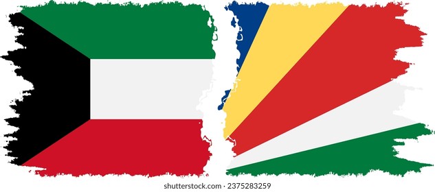 Conexión de banderas de grifo de Seychelles y Kuwait, vector