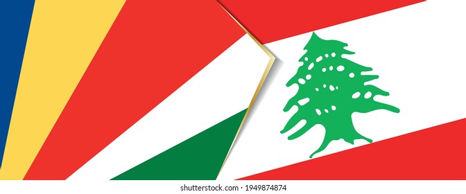 Seychelles and Lebanon flags, two vector flags symbol of relationship or confrontation.