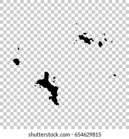Seychelles map isolated on transparent background. Black map for your design. Vector illustration, easy to edit.