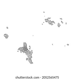 Seychelles map with mandala Design. Vector Illustration