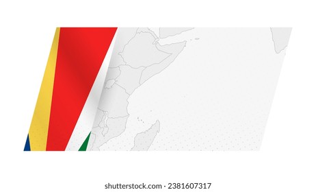 Mapa de las Seychelles de estilo moderno con bandera de las Seychelles en el lado izquierdo. Ilustración vectorial de un mapa.