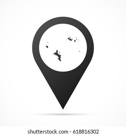 Seychelles Map on location pin. Map pointer isolated on a white background.
Conceptual vector illustration.
