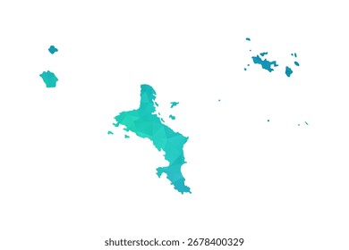 Mapa de Seychelles - Ilustración vectorial de estilo polígono en degradado verde y azul, diseño geométrico de bajo poli, aislado sobre fondo blanco, perfecto para infografías y uso de aprendizaje.
