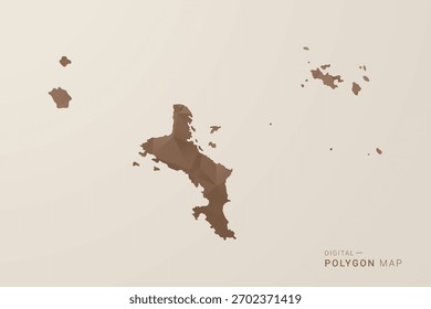 Seychelles Map - Polygon Style Vector Illustration in Brown Gradient, Low Poly Geometric Design, Isolated on Beige Background for Infographics and Decoration.