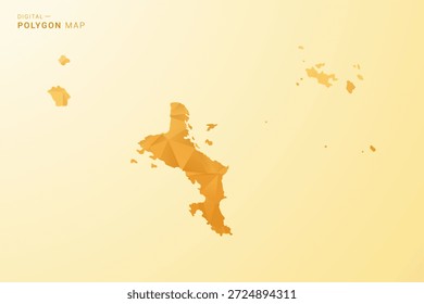 Mapa de Seychelles - Ilustração vetorial estilo polígono em amarelo e laranja baixo design geométrico poli, silhueta mínima moderna, isolado para infográfico.