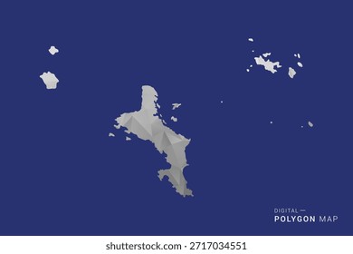 Seychelles Map - Polygon White and Black map Style Vector Illustration, Low Poly Geometric Design, Isolated on blue Background.