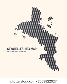 Seychelles Map Vector Hexagonal Halftone Pattern Isolate On Light Background. Hex Texture in the Form of Map of Seychelles. Modern Technologic Military Contour Map for Design or Business Projects