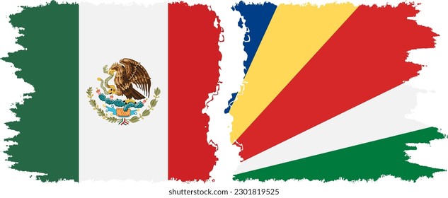 Conexión de banderas de grifo de Seychelles y México, vector