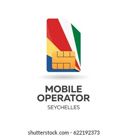 Seychelles mobile operator. SIM card with flag. Vector illustration