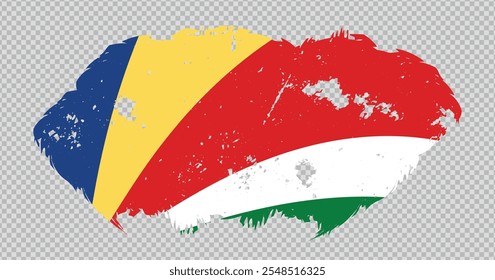 Bandeira nacional das Seicheles com efeito de pincel de traço em aperto no fundo isolado