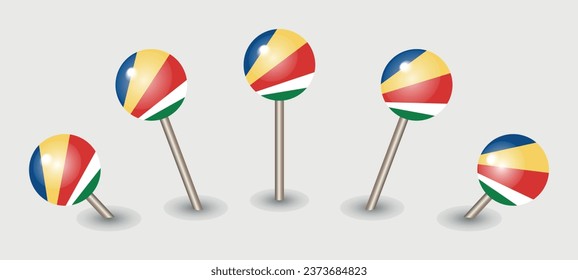 Seychelles national flag map marker pin icon illustration