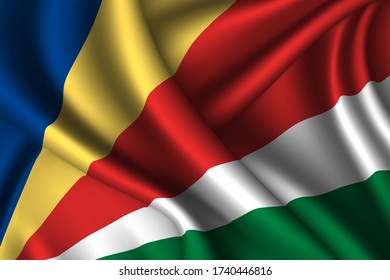 Seychellische Nationalflagge der Seide. Textur aus Vektor