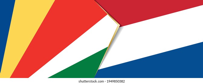 Seychelles and Netherlands flags, two vector flags symbol of relationship or confrontation.