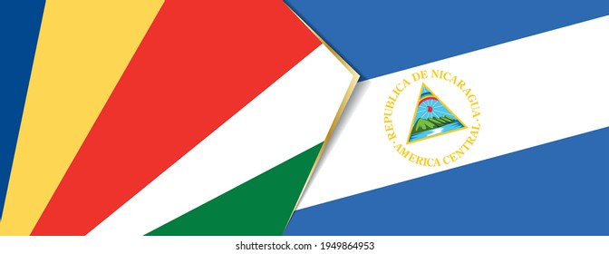 Seychelles and Nicaragua flags, two vector flags symbol of relationship or confrontation.