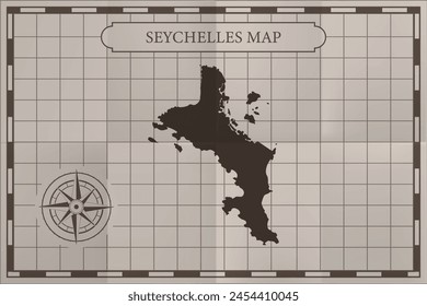 Seychelles old classic country map. Vintage antique map paper style.