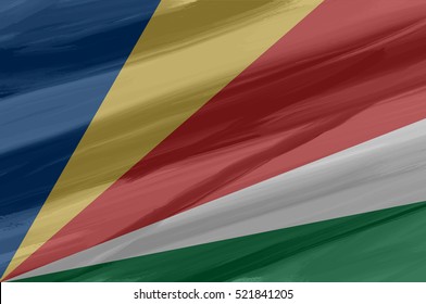 Seychelles painted / drawn vector flag. Dramatic, unusual look. Vector file contains flag and texture layers