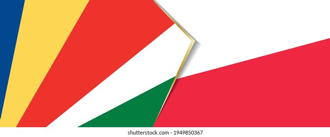 Seychelles and Poland flags, two vector flags symbol of relationship or confrontation.