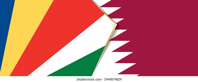 Seychelles and Qatar flags, two vector flags symbol of relationship or confrontation.